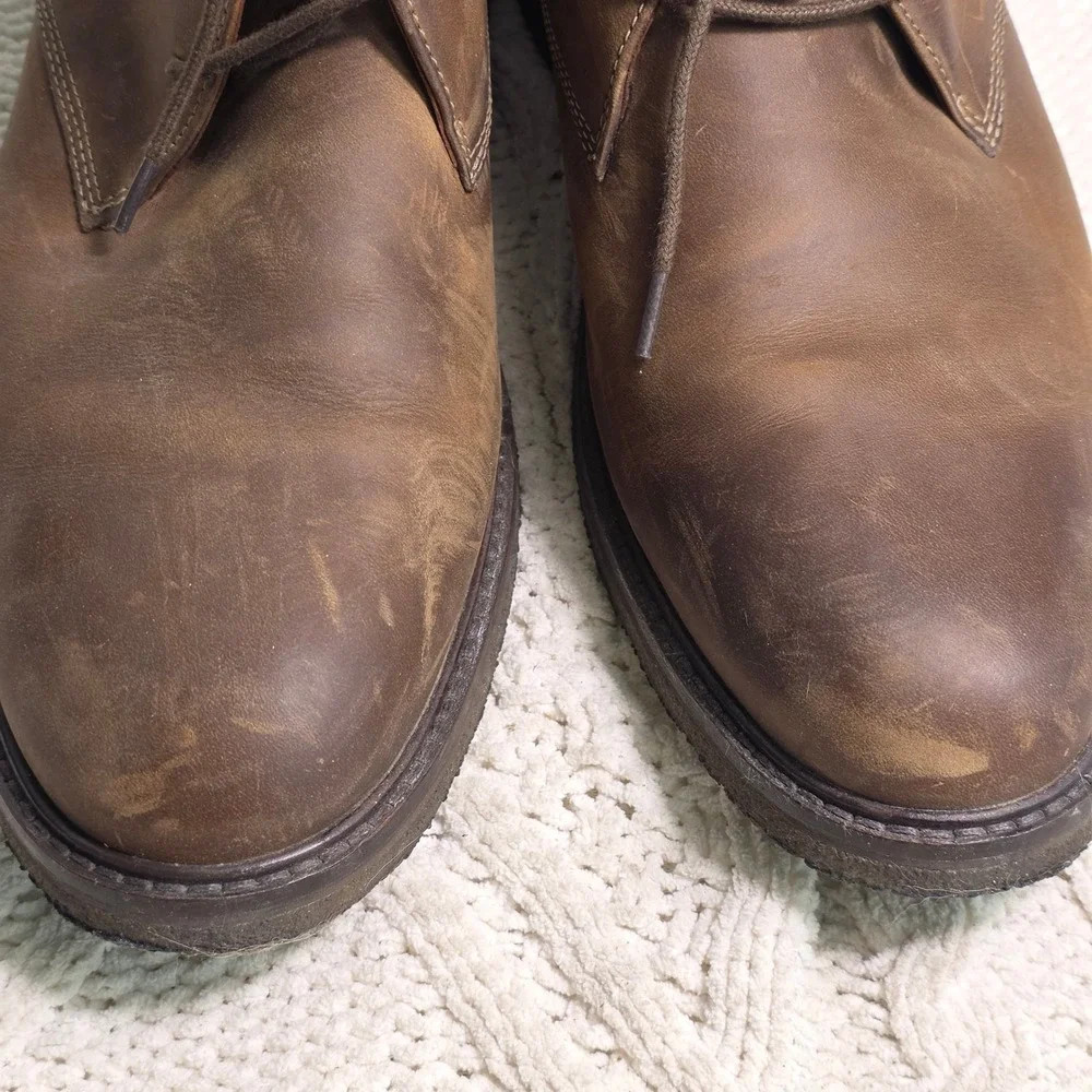 Johnston & Murphy Chukka Boots Brown Distressed Leather Memory Foam Mens 11.5 M